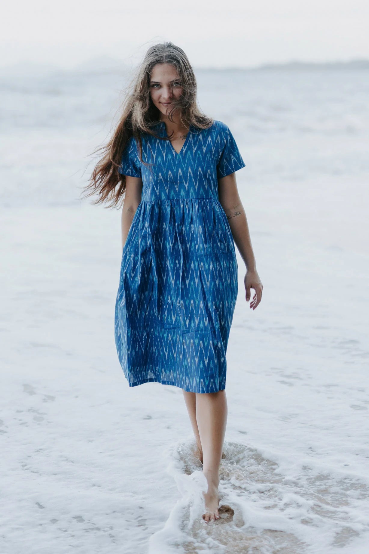Blue Ikat Cotton Dress | Ethically Handcrafted & Sustainable Style Tara and the Tigress Blue Ikat Cotton Dress | Ethically Handcrafted & Sustainable Style Tara and the Tigress