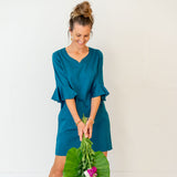 Kara Ruffle Dress Teal