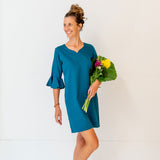 Kara Ruffle Dress Teal