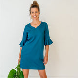 Kara Ruffle Dress Teal