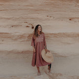 Shruti Dress Rose with Silver Gota