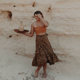 Wrap Around Ruffle Skirt Mustard Jaal