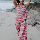 Palazzo Pants – Coral Ikat