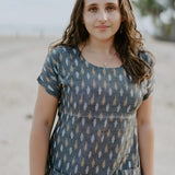 Shibuya Dress - Ikat Grey Mustard