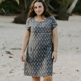 Shibuya Dress - Ikat Grey Mustard