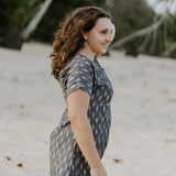 Shibuya Dress - Ikat Grey Mustard