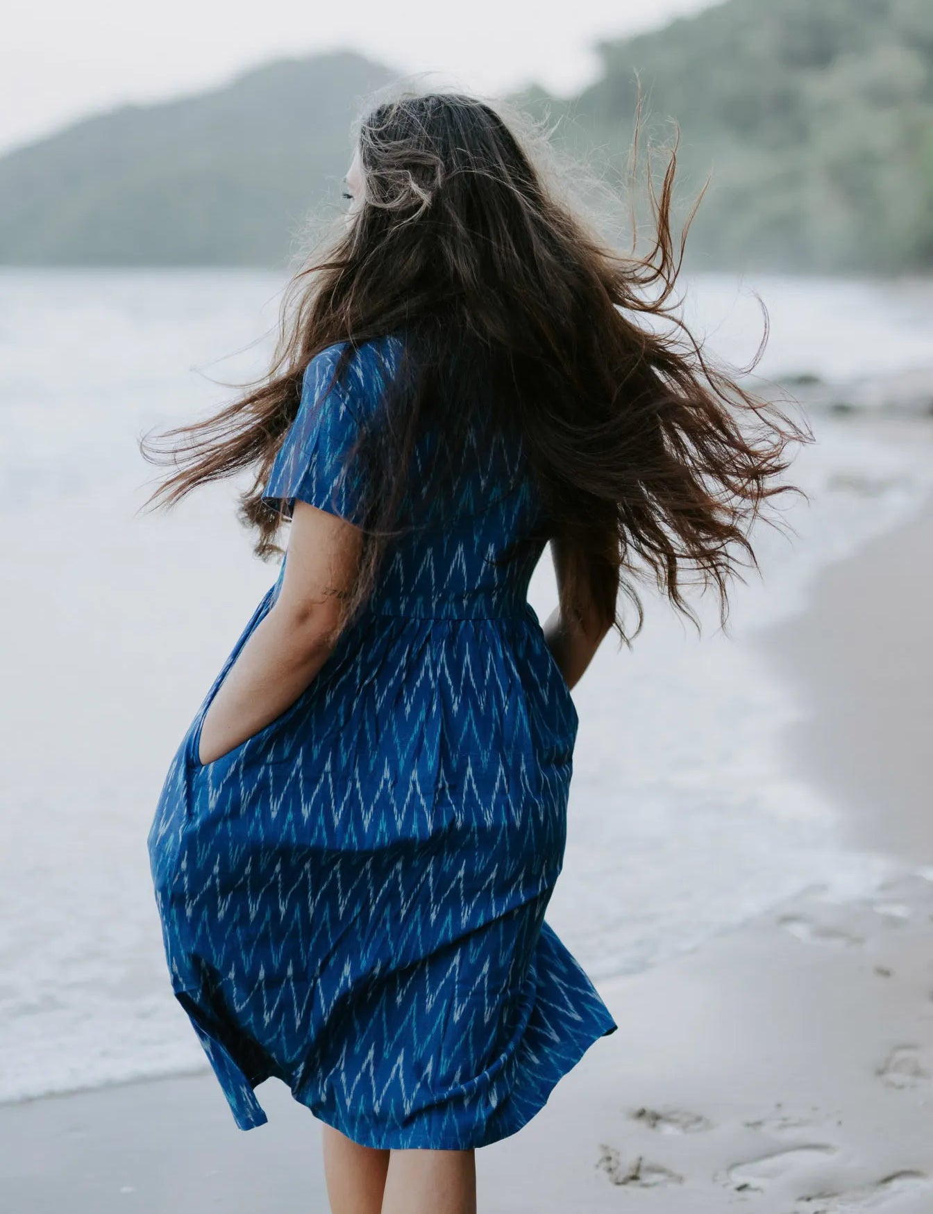 Blue Ikat Cotton Dress