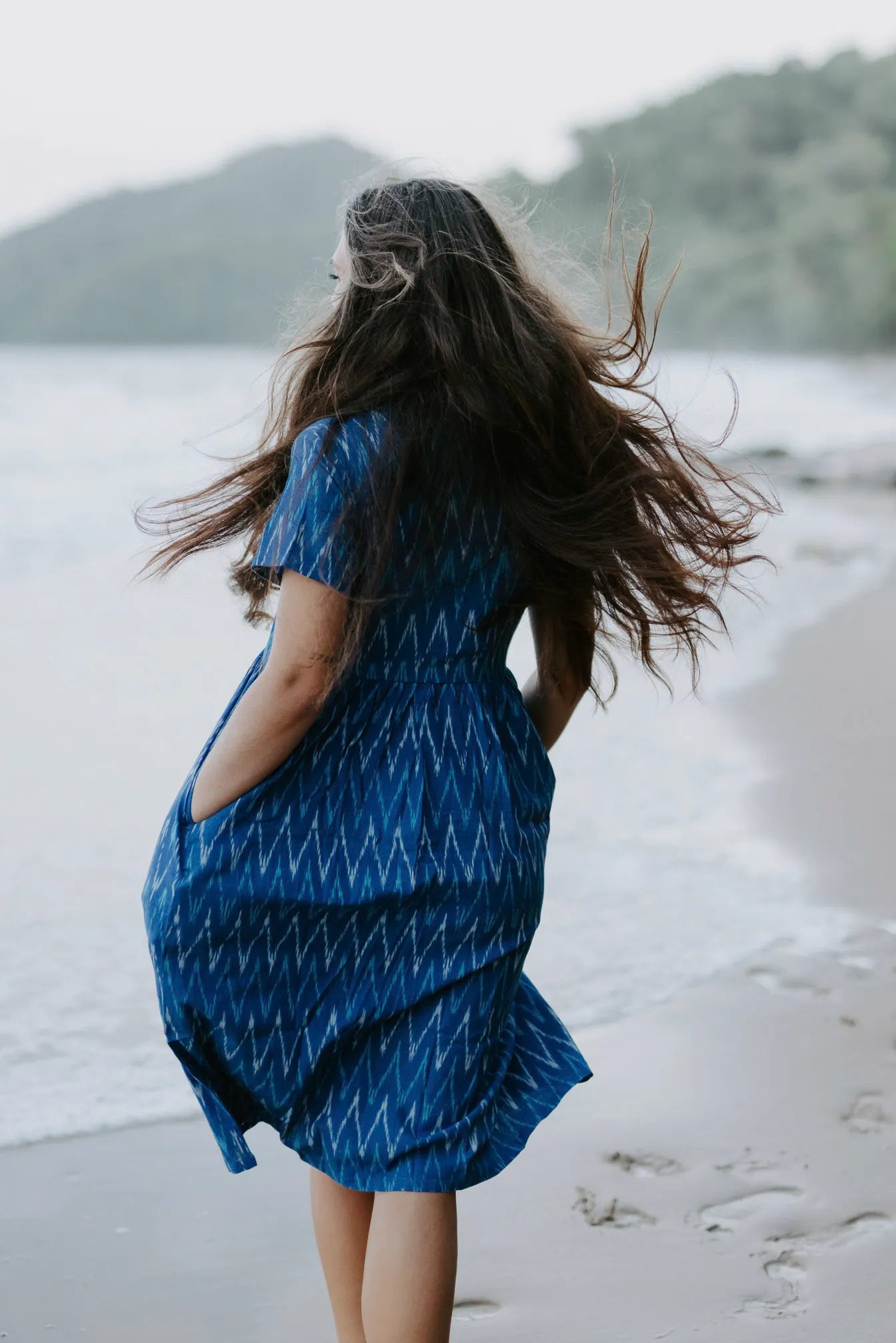 Alka Dress – Electric Blue Ikat - Main Image
