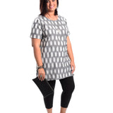 Carrie Short Shift Dress - Grey Ikat