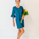 Kara Ruffle Dress Teal