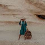 Shruti Dress Teal with Gold Gota