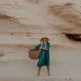Shruti Dress Teal with Gold Gota