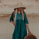 Shruti Dress Teal with Gold Gota